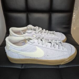 Nike White and Tan Sneakers Blazer Low Vintage Football Grey Gum FQ8060-003